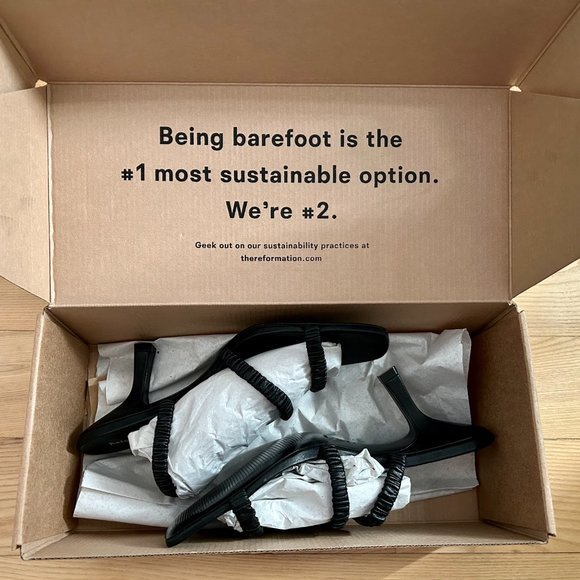 Reformation Gina High Heel Ruched Sandal in Black - Picture 4 of 12